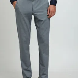 Turtle Men Textured Tailored Slim Fit Formal Trousers-image-22