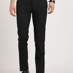 Turtle Men Textured Mid-Rise Tailored Slim Fit Formal Trouser-image-100