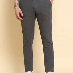 Dennis Lingo Men Comfort Mid Rise Plain Pure Cotton Slim Fit Chinos Trousers-image-93