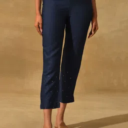 W The Folksong Collection - Blue Slim Fit Trousers-image-18