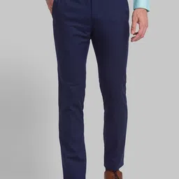 Park Avenue Men Navy Blue Slim Fit Formal Trouser-image-54