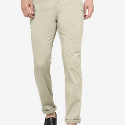 JADE BLUE Men Slim Fit Mid-Rise Plain Cotton Trousers-image-21