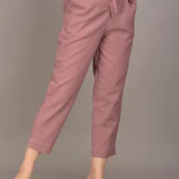 IQRAAR Women Orange Slim Fit Trousers-image-41
