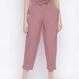 IQRAAR Women Orange Slim Fit Trousers-image-43