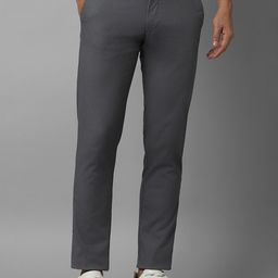 Louis Philippe Sport Men Grey Textured Slim Fit Cotton Regular Trousers-image-53