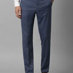Louis Philippe Men Textured Slim Fit Flat Front Floral Trousers-image-93