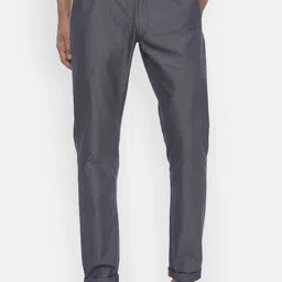 Van Heusen Sport Men Navy Blue Slim Fit Pure Cotton Trousers-image-39