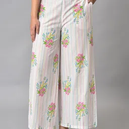 W Women Floral Printed Cotton Trousers-image-25