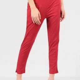 MUFFLY Women Maroon Cropped Trousers-image-6