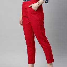 Jaipur Kurti Women Red Regular Cropped Trousers-image-68