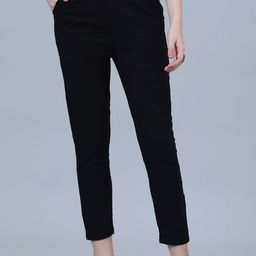 SHOOLIN Women Mid-Rise Cropped Relaxed Cotton Straight Leg Trousers-image-42