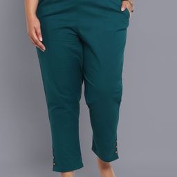AURELIA Women Teal Blue Mid-Rise Trousers-image-57