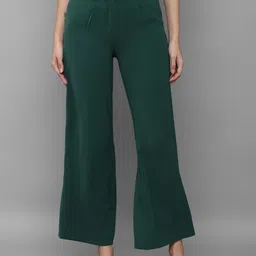 Allen Solly Woman Women Green Regular Fit Pleated Bootcut Trousers-image-1