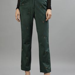 Iconic Women Geometric Embroidered Mid-Rise Regular Trouser-image-92