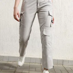 Hubberholme Women Straight Fit Leg High-Rise Cargos Cotton Trouser-image-97