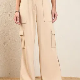MAGRE Flex Fit Solid Cargo Mid Rise Trousers-picture-38