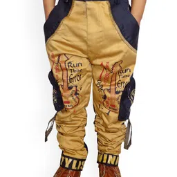 BAESD Boys Colourblocked Slim Fit Cotton Cargos Trousers-image-17