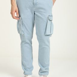 POE Men Smart Slim Fit Mid Rise Denim Cargos-image-23