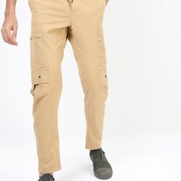 HIGHLANDER Men Beige Easy Wash Cargos Trousers-image-13