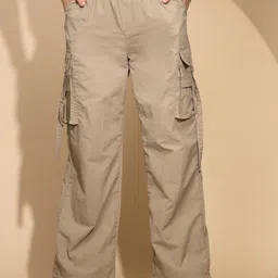 Global Republic Women Tailored High-Rise Loose Fit Elasticated Cargos Trousers-image-24
