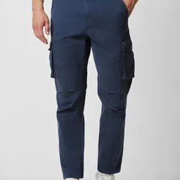 Van Heusen Sport Men Mid Rise Plain Cotton Cargos Trousers-image-45