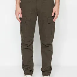 Trendyol Men Mid-Rise Casual Pure Cotton Cargos Trousers-image-24