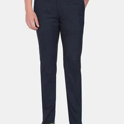 Arrow Men Navy Blue Solid Regular Fit Formal Trousers-picture-8