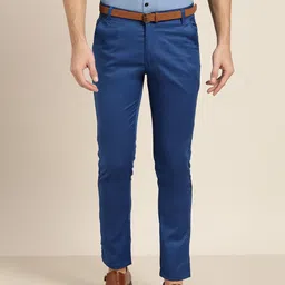 SOJANYA Men Blue Smart Regular Fit Solid Formal Trousers-image-81