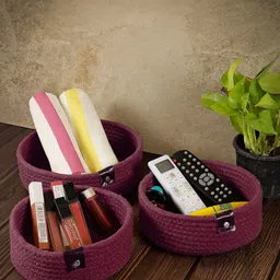 FABINALIV Maroon 3-Pieces Textured Multi-Utility Organisers-16