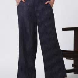 W Women Striped High-Rise Straight Fit Parallel Trouser-image-92