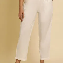 W Women Straight Fit Cropped Ethnic Trousers-33