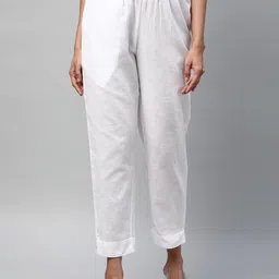 KAMI KUBI Women Straight Fit Pure Cotton Trousers-image-92