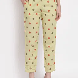 Indibelle Women Green Polka Dot Printed Trousers-image-90