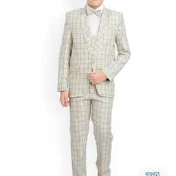 BAESD Boys Checked Single-Breasted 5-Piece Party Suit-picture-57