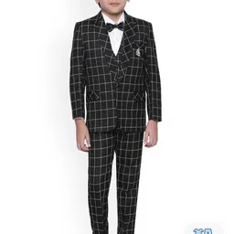 BAESD Boys Checked 5-Piece Single-Breasted Suit-image-86
