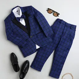 BAESD Boys Checked Single-Breasted 4-Piece Suit-image-71