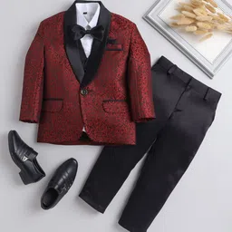 BAESD Infant Boys Self Design Cotton Silk Four-Piece Party Suit-image-25