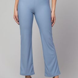 Orchid Blues Women Blue Straight Fit Bootcut Trousers-image-75