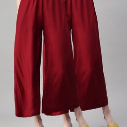 Kryptic Women Pack Of 2 Flared Cropped Slip-On Parallel Trousers-image-29