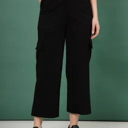 Clora Creation Women Relaxed Mid-Rise Easy Wash Cotton Cargos Trouser-image-56