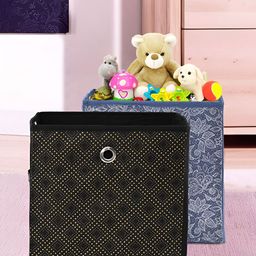 Kuber Industries Black & Navy Blue 2 Pieces Printed Foldable Multi-Utility Organisers-35
