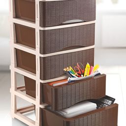 Nayasa Cane Tuckins Brown 5-Drawer Storage Organizer-46