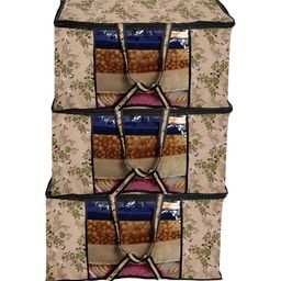 Stylista Beige & Green 3 Pieces Floral Water Resistant Sweater Bags-image-101