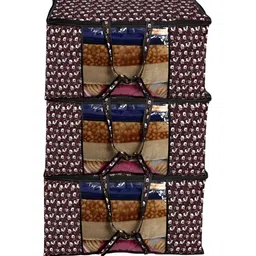 Stylista Brown & White 3 Pieces Floral Water Resistant Sweater Bags-13