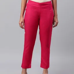 KSUT Women Pink Regular Fit Solid Trousers-28
