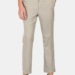 Excalibur Men Beige Checked Regular Fit Trousers-image-8