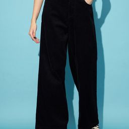 STREET 9 Women Black Flared High-Rise Corduroy Parallel Trousers-picture-49