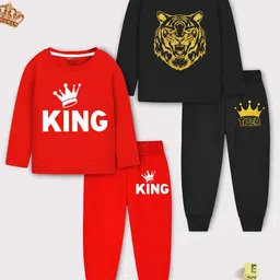 YK X Trampoline Kids Pack Of 2 Printed T-shirt With Pyjamas-33