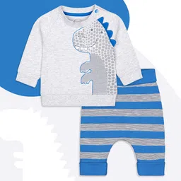 mothercare Boys Blue & Grey Printed T-shirt with Trousers-picture-10