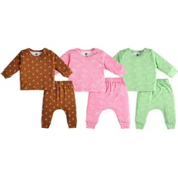 The Mom Store Infants Pack Of 3 Printed Pure Cotton T-shirt With Trousers-image-22